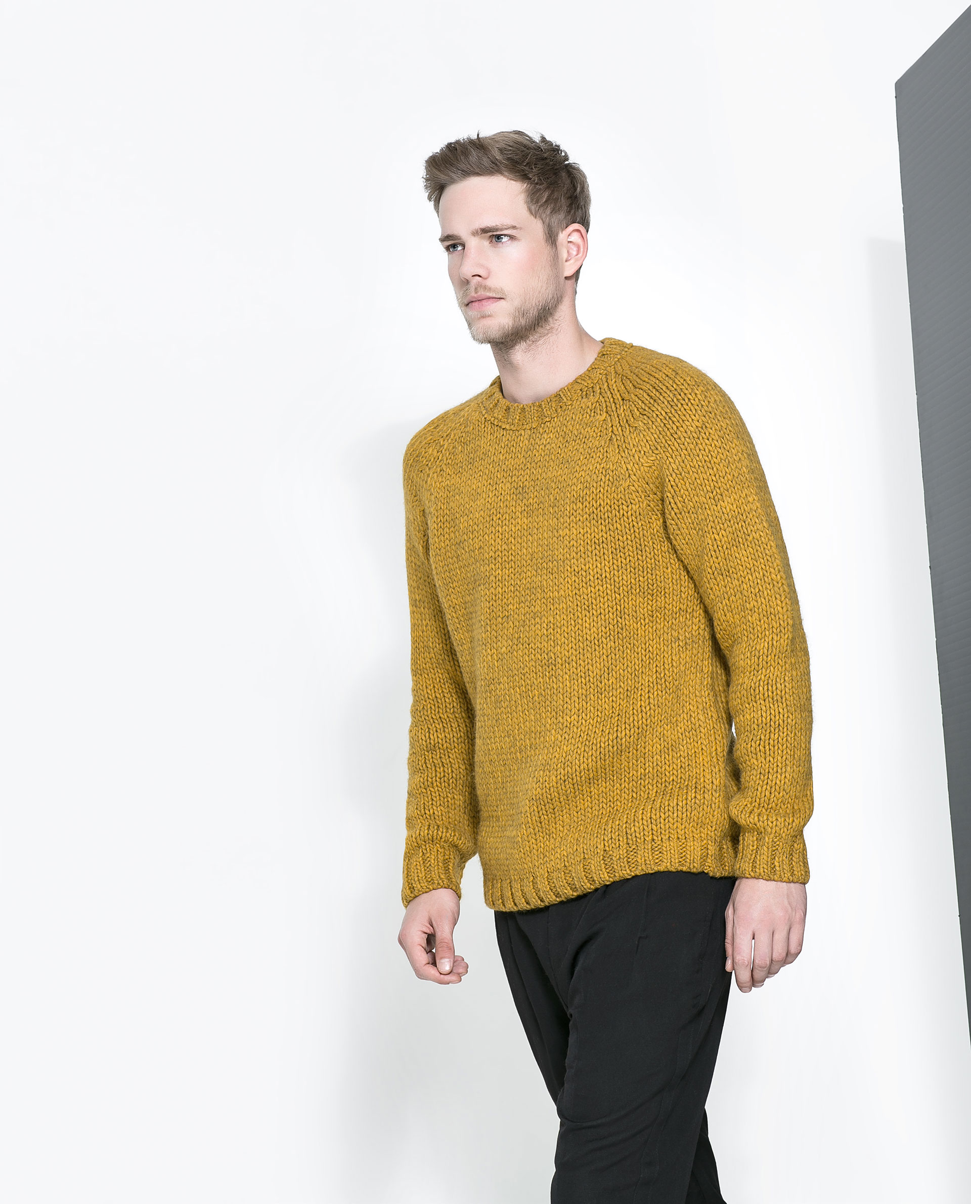 Zara Chunky Knit Sweater in Yellow for Men Lyst