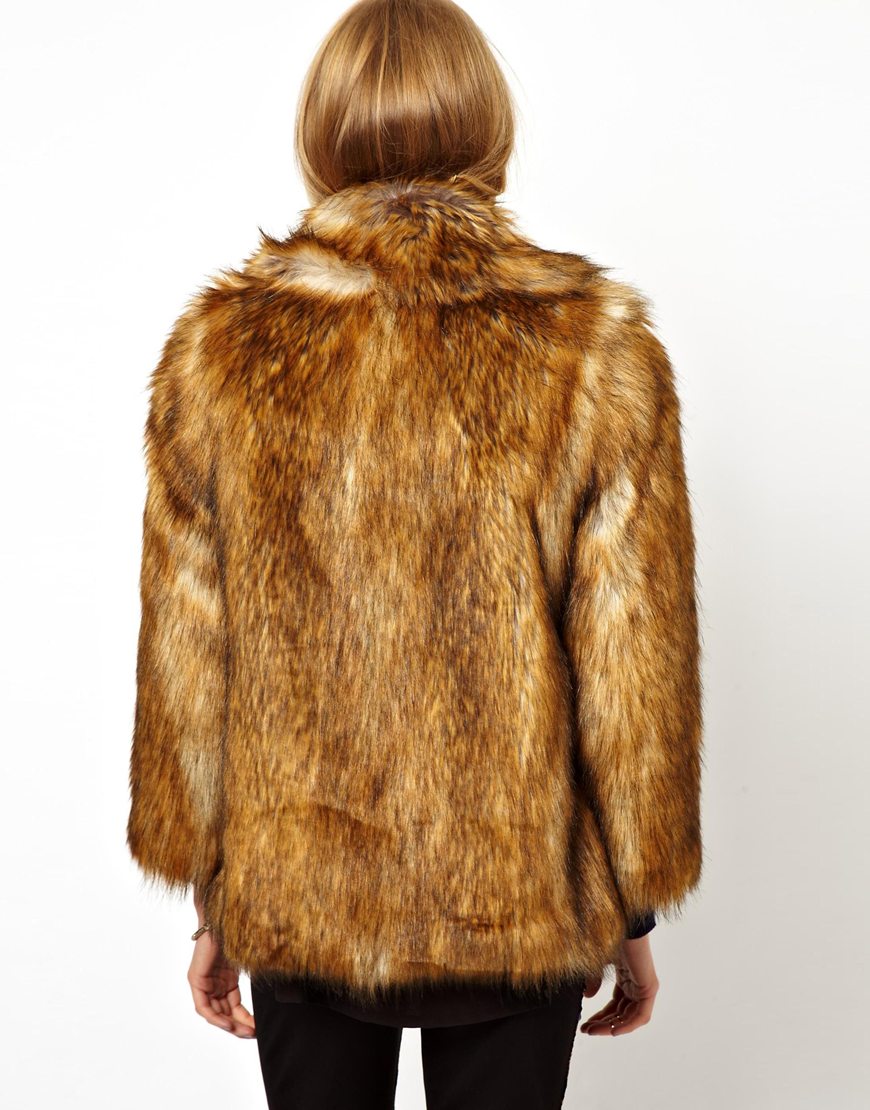Lyst - Aq/Aq Asos Vintage Faux Fur Coat in Brown