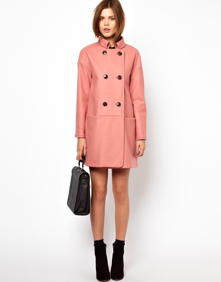 Lyst French Connection Glorious Wool Oversized Coat in Dusky Pink in Pink