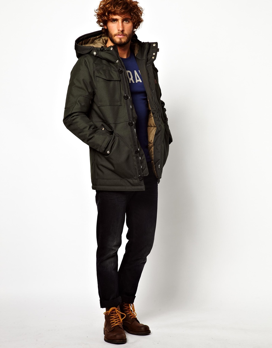 Lyst - G-Star Raw Hooded Parka Coat in Gray for Men