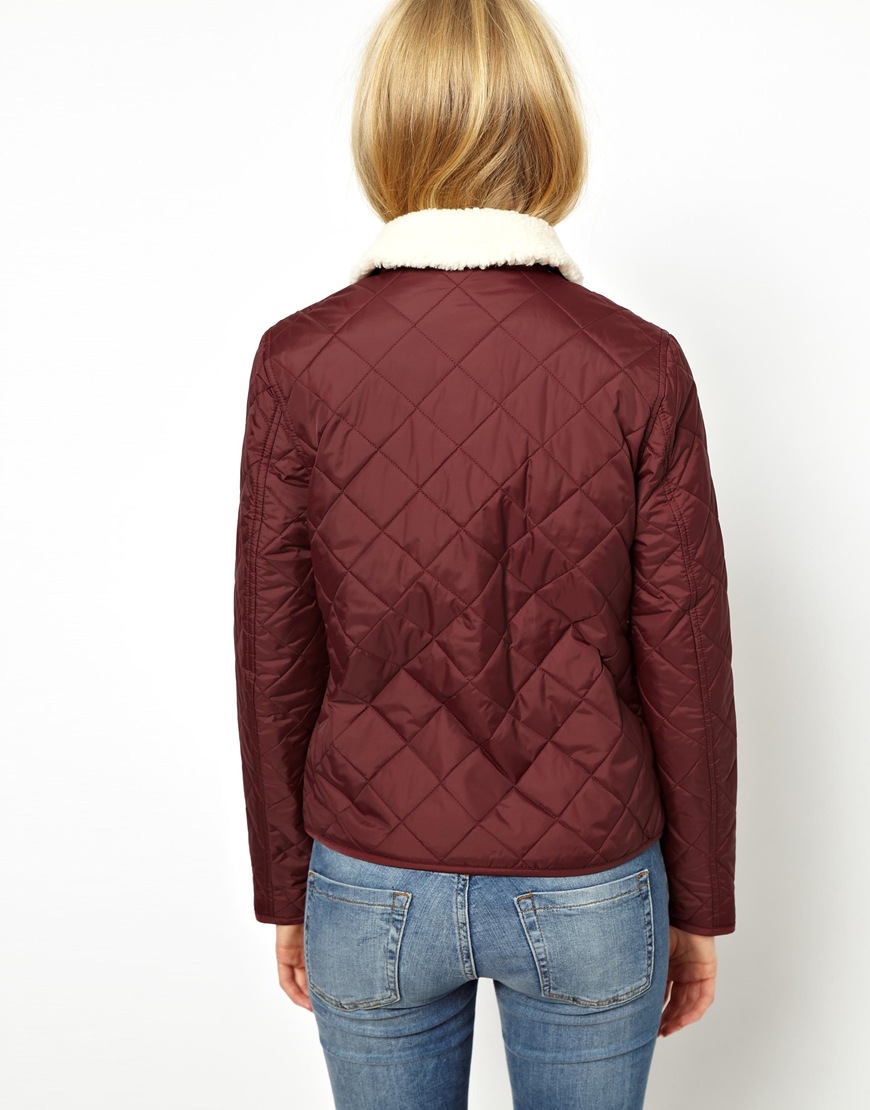 Lyst Jack Wills Quilted Jacket with Shearling Collar in Brown