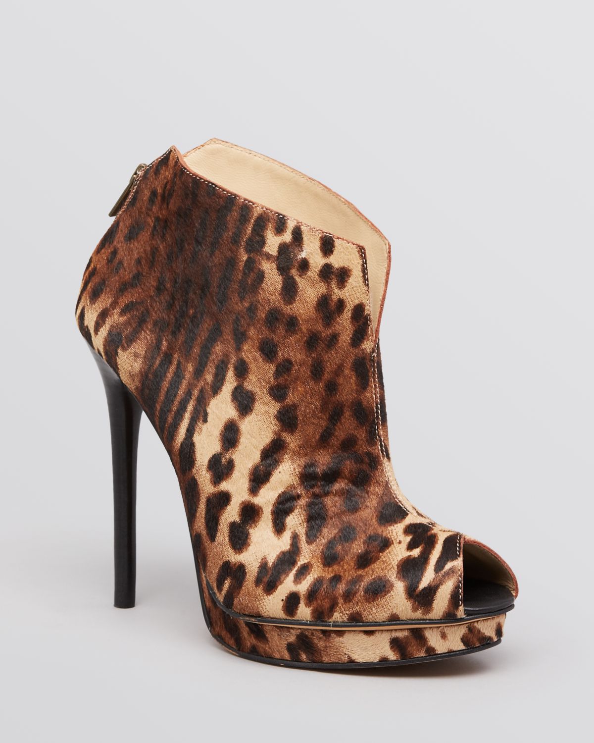 cheetah peep toe booties