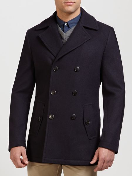 Tommy Hilfiger Pure Wool Pea Coat in Black for Men | Lyst