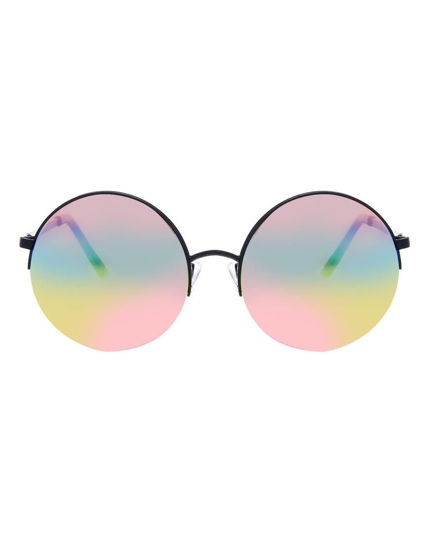 Lyst Asos Round Sunglasses With Rainbow Lens In Black