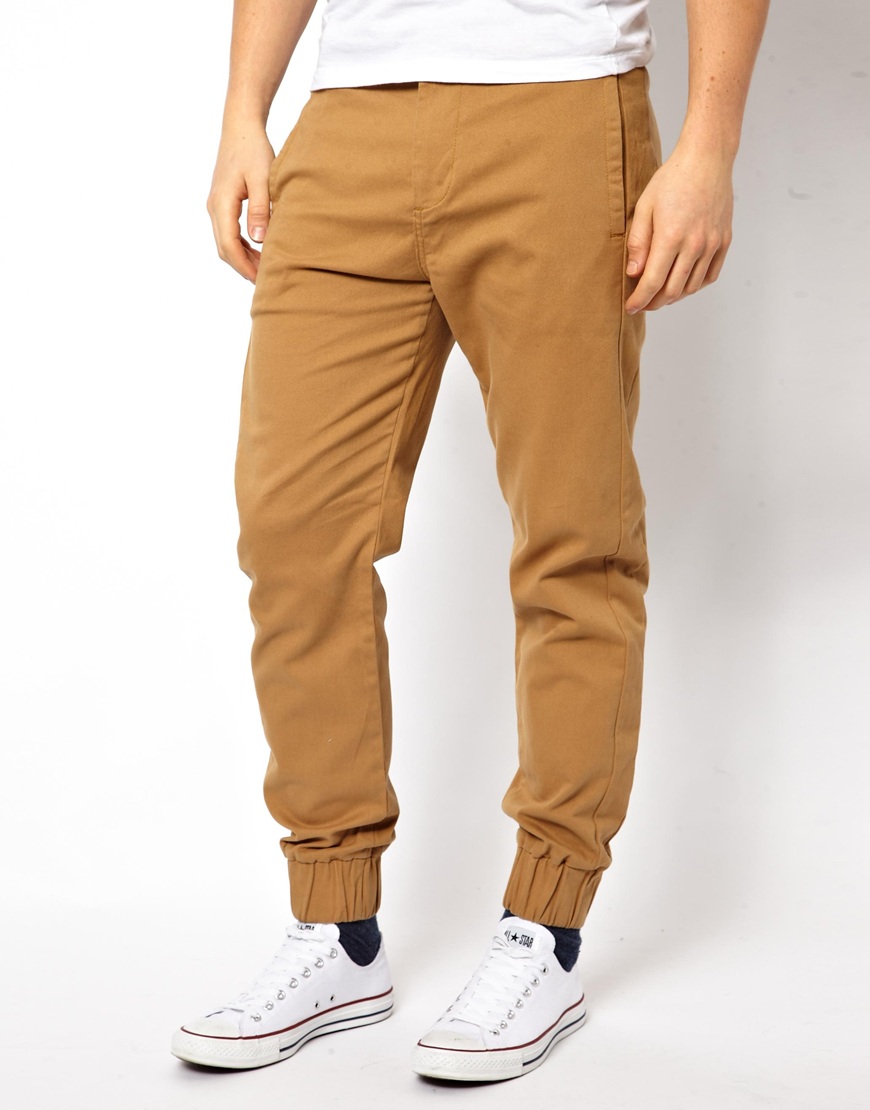 Lyst - ASOS Regular Cuffed Chinos in Brown for Men