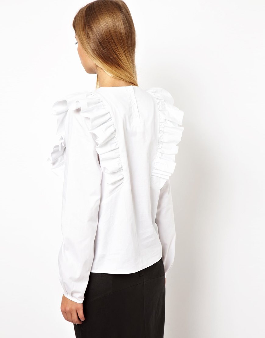 white frilly blouse zara
