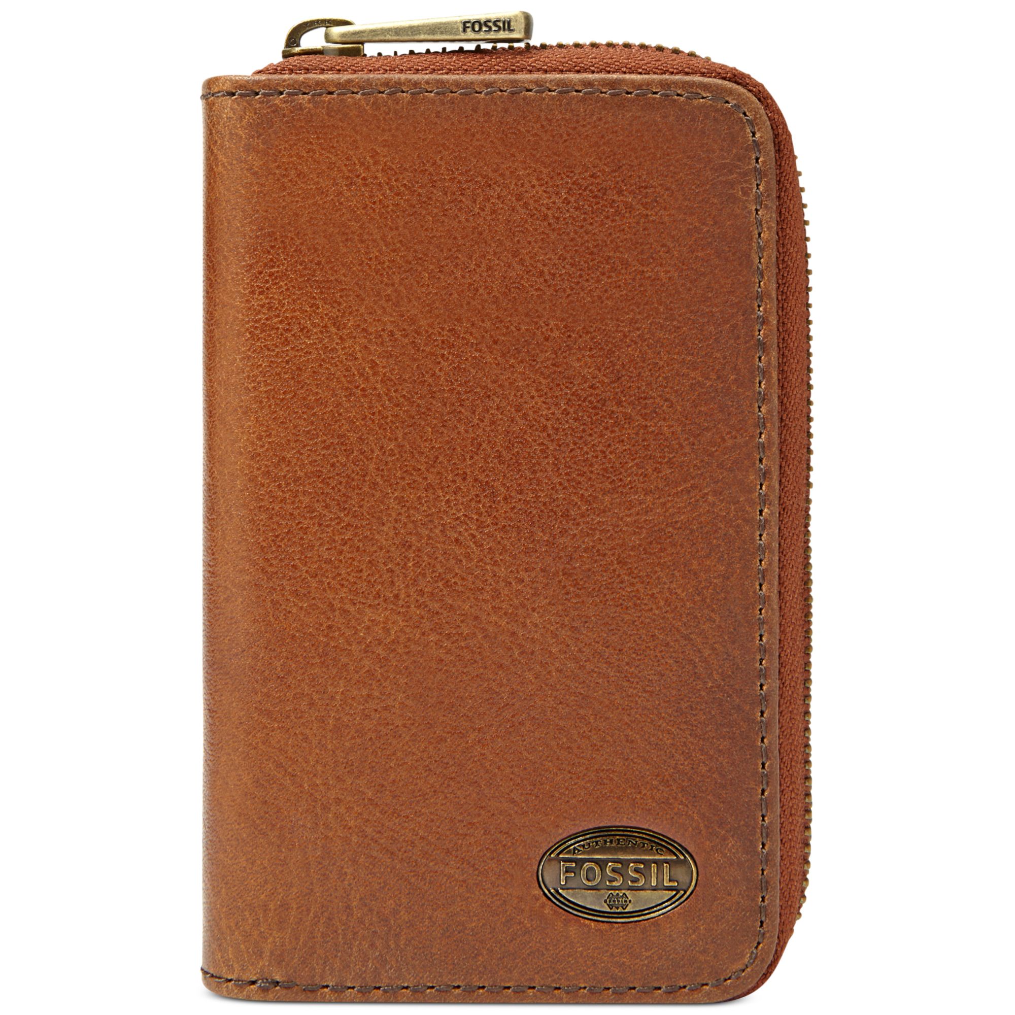 fossil leather portfolio zipper case