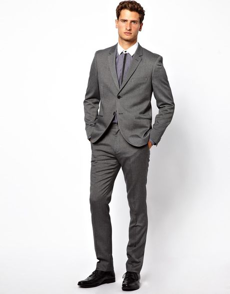 French Connection Slim Fit Pindot Suit Trouser in Gray for Men (Grey ...