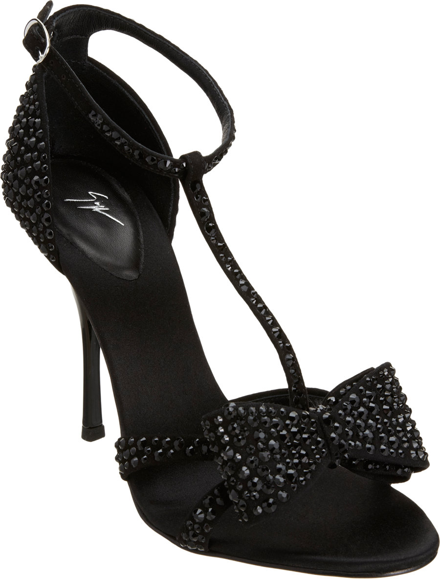 Lyst - Giuseppe Zanotti Rhinestone T-strap Bow Sandal in Black