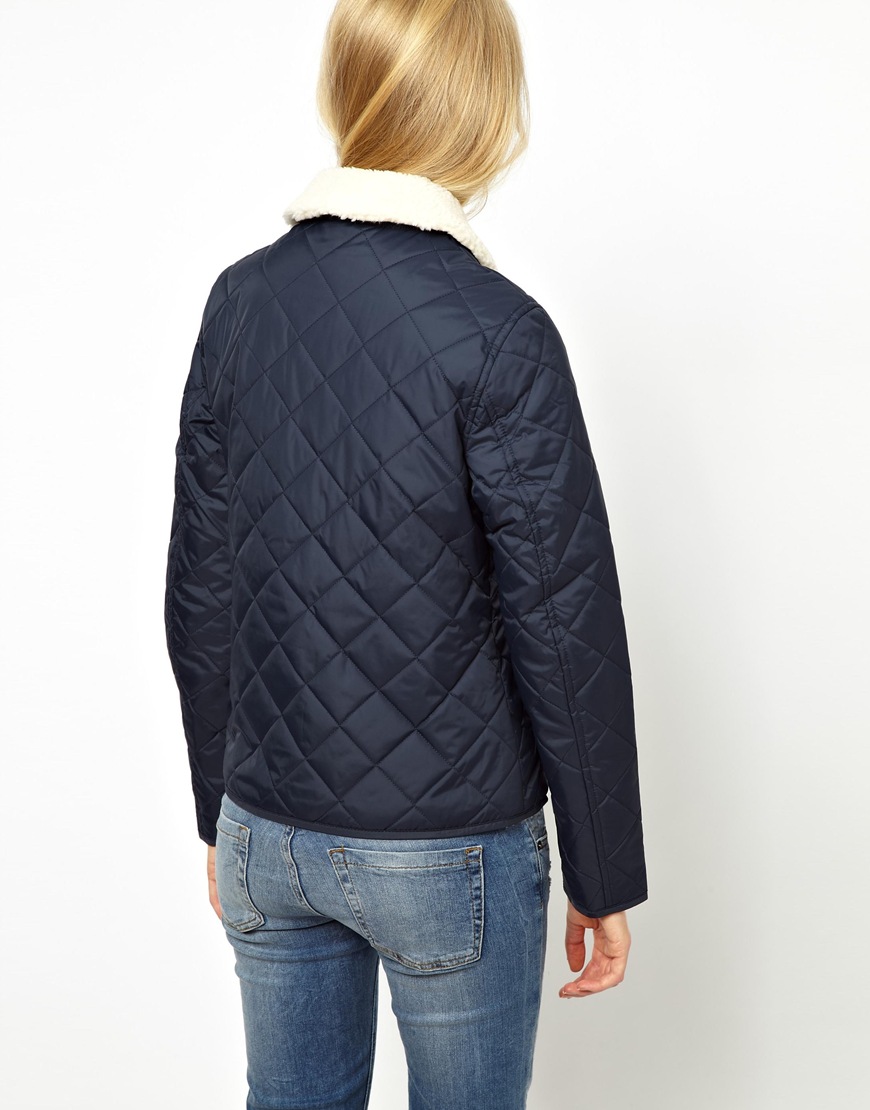 Lyst Jack Wills Quilted Jacket with Shearling Collar in Blue