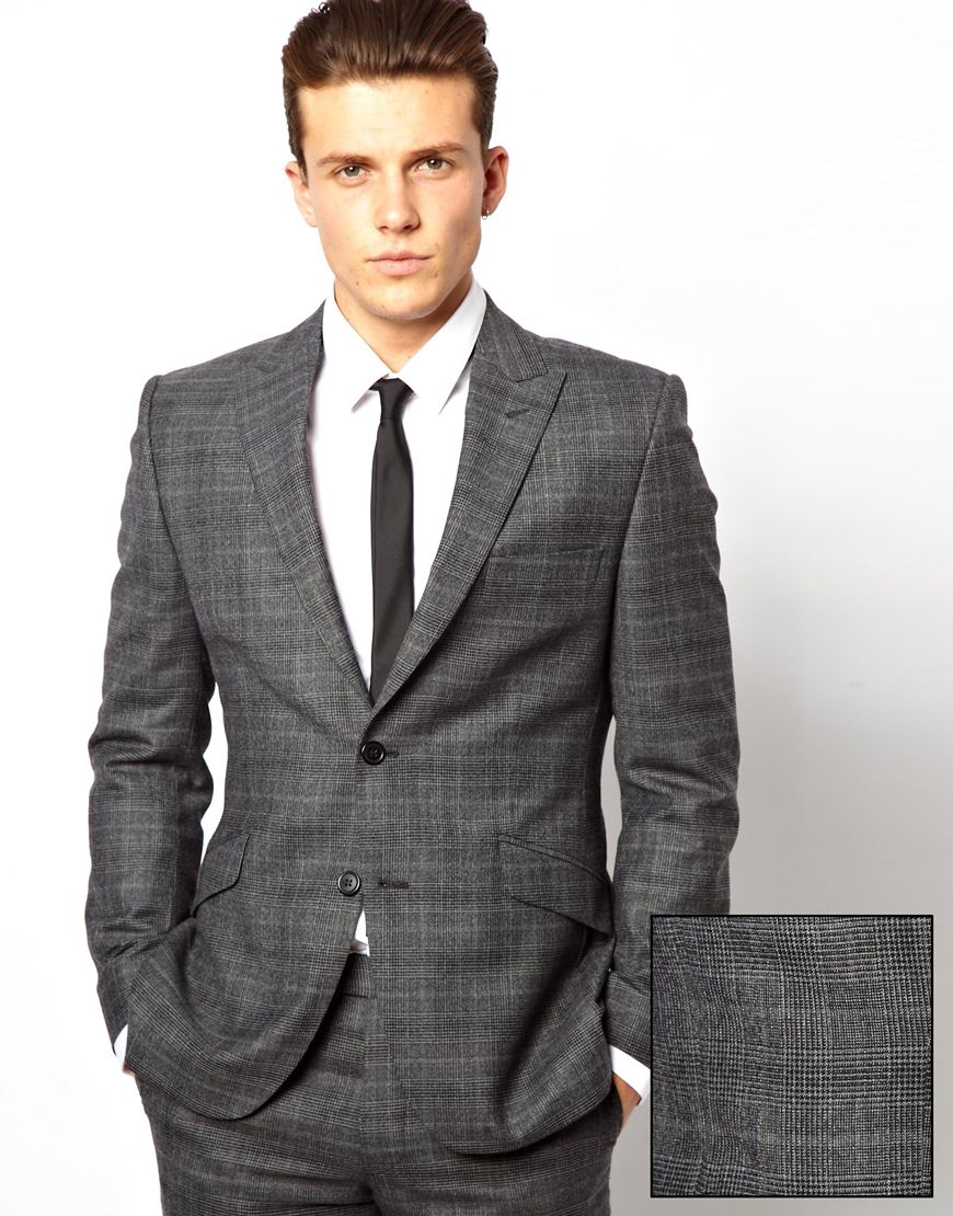 Lyst - Lambretta Check Suit Jacket in Gray for Men