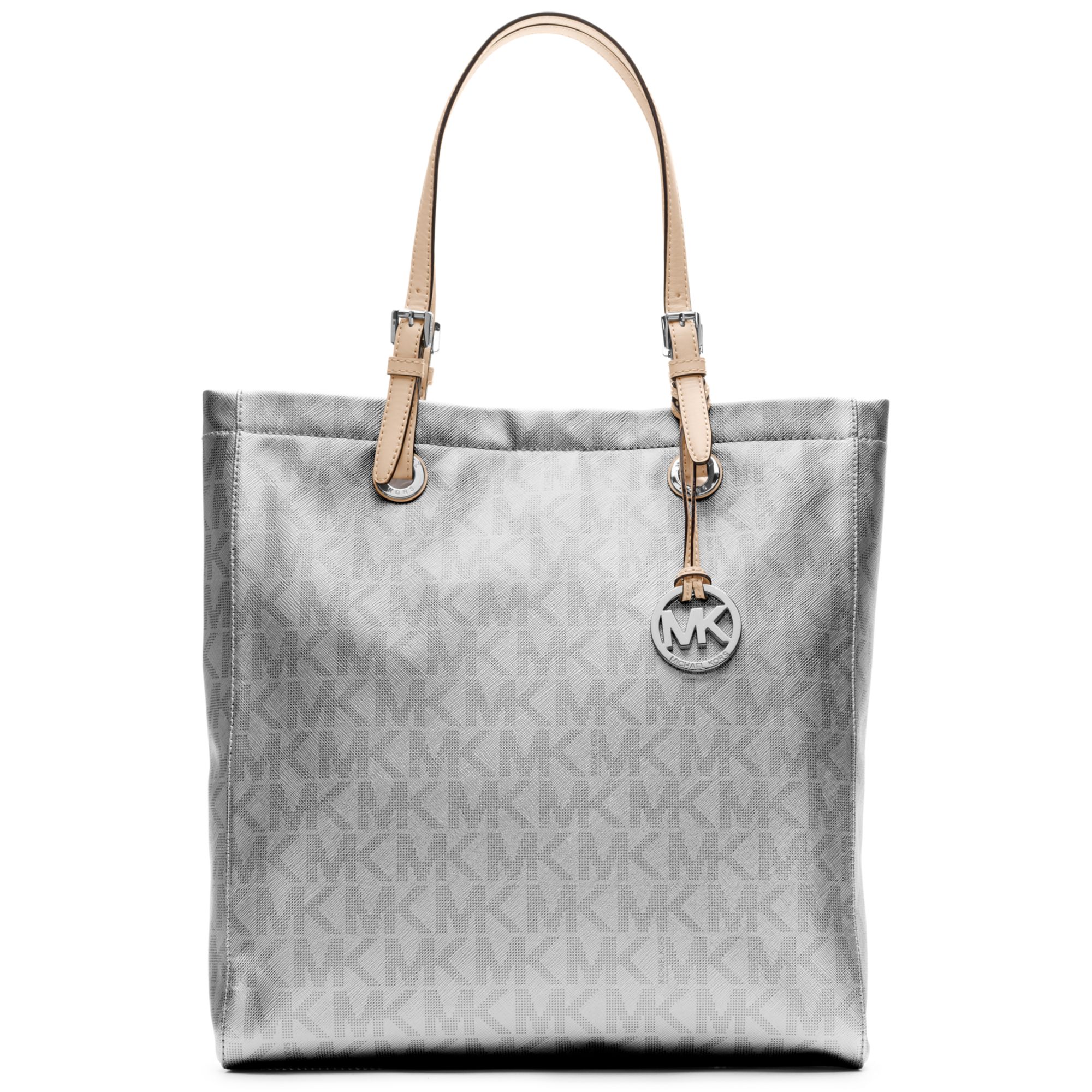 Lyst Michael Kors Signature Metallic North South Tote In Gallery