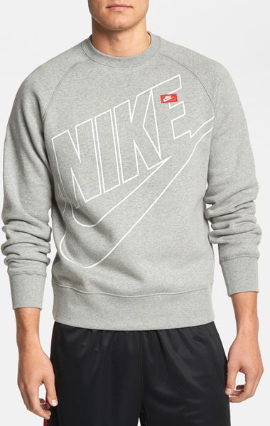 Nike Ace Fleece Crewneck Sweatshirt in Gray for Men (Dark Grey Heather ...