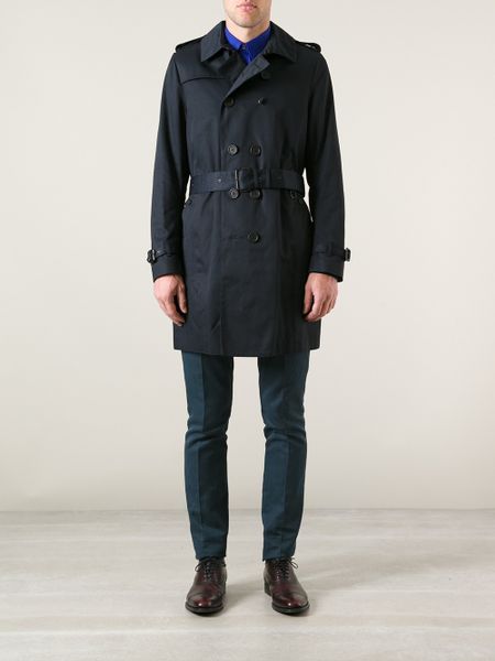 Paul Smith Trench Coat in Blue for Men | Lyst