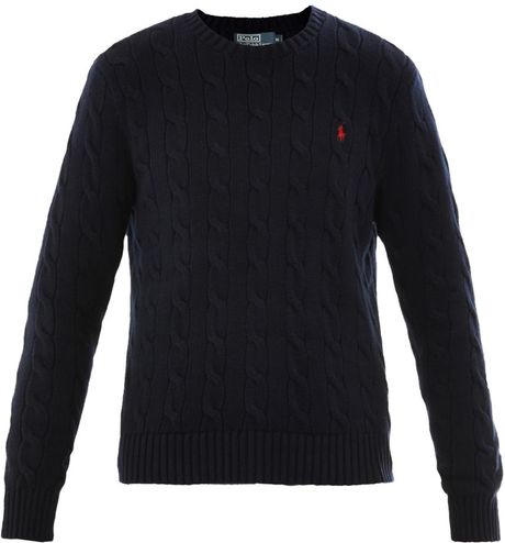 Polo Ralph Lauren Cableknit Crewneck Sweater in Blue for Men (navy) | Lyst