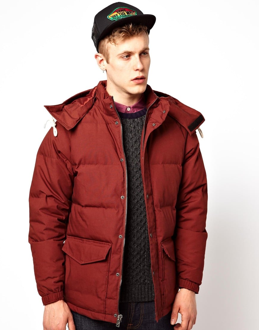 Vans Parka Coat Down Filled with Hood in Brown for Men | Lyst