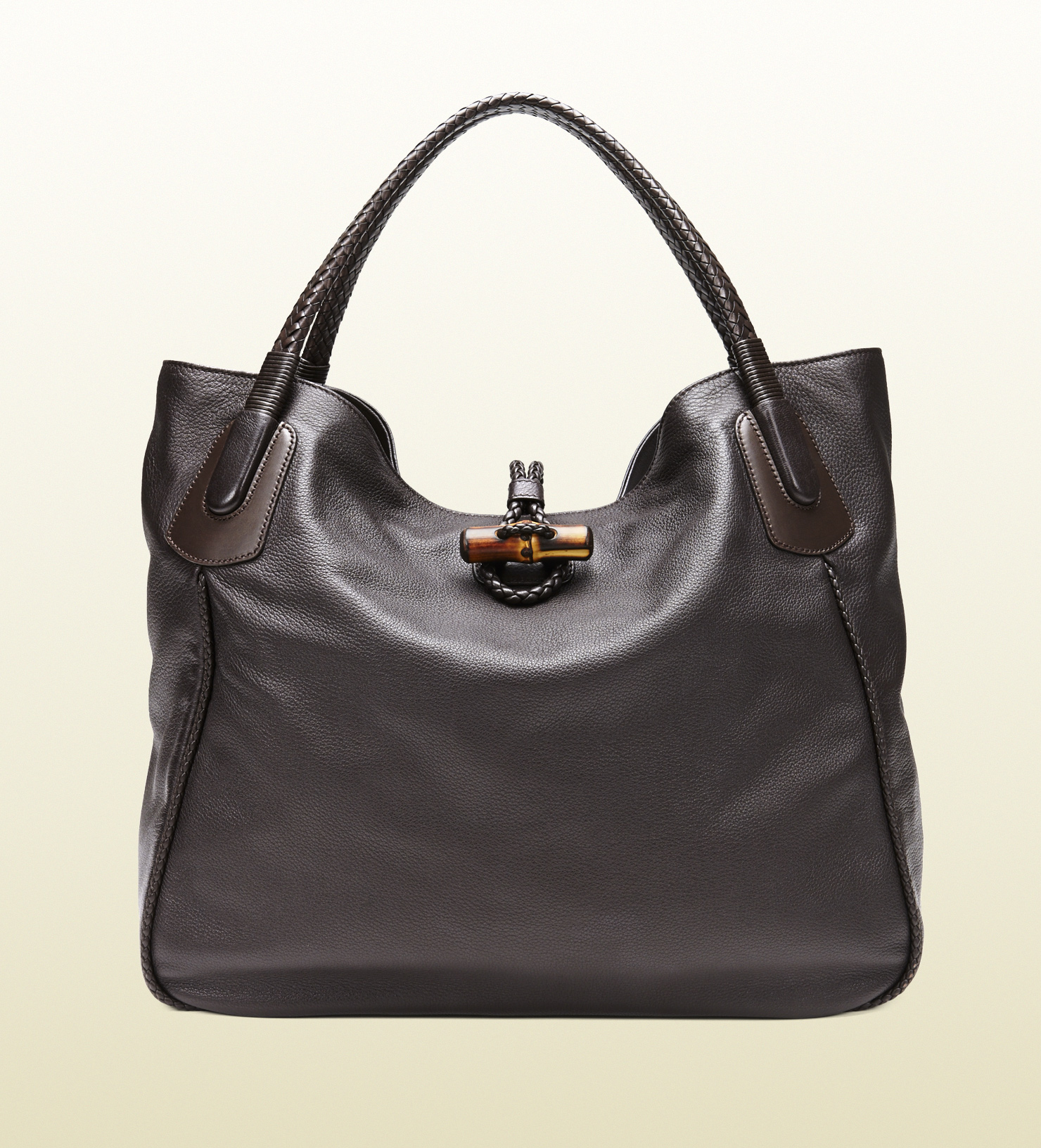 Lyst Gucci Hip Bamboo Leather Tote in Black