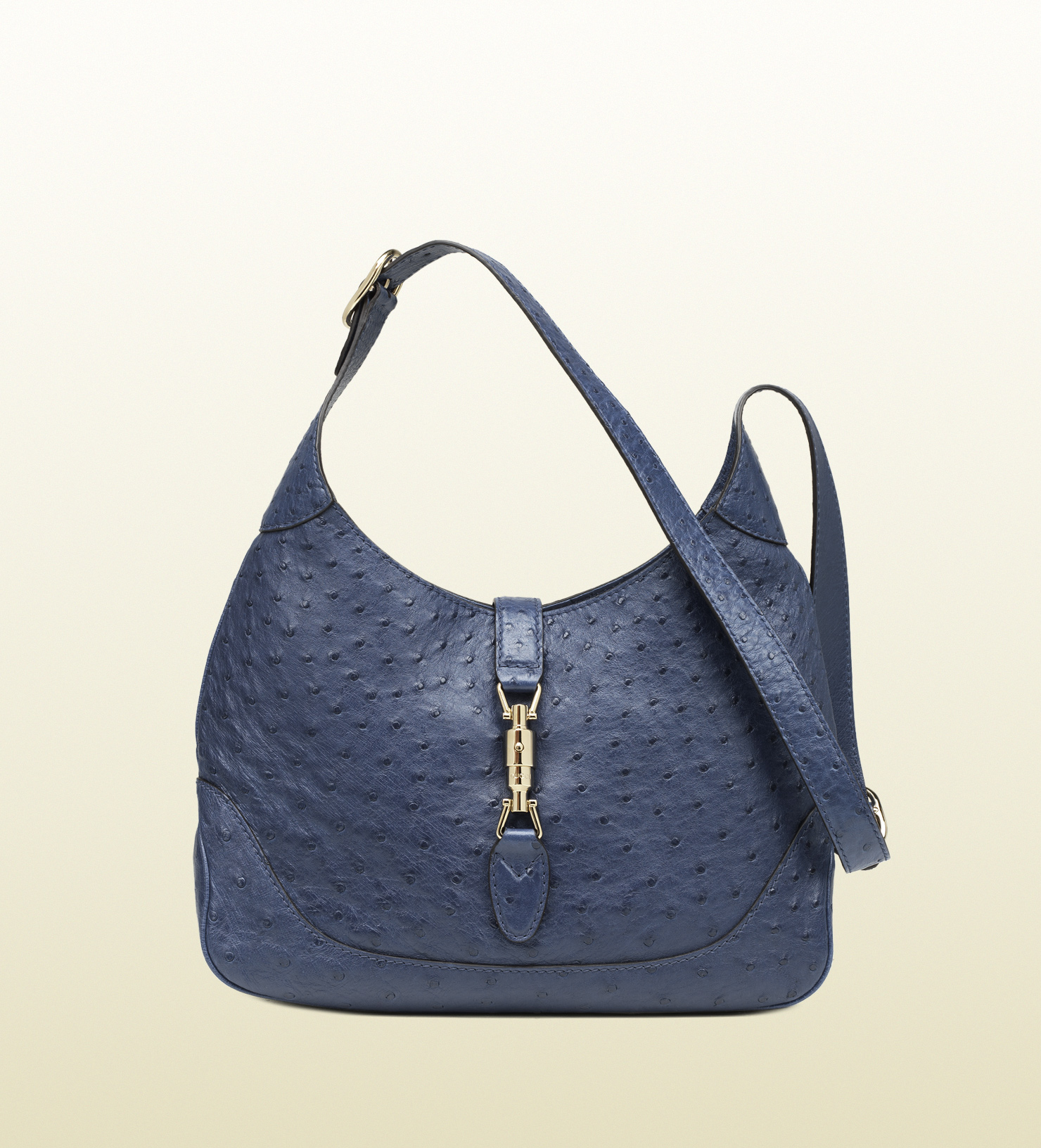 Gucci Jackie Ostrich Shoulder Bag in Blue - Lyst