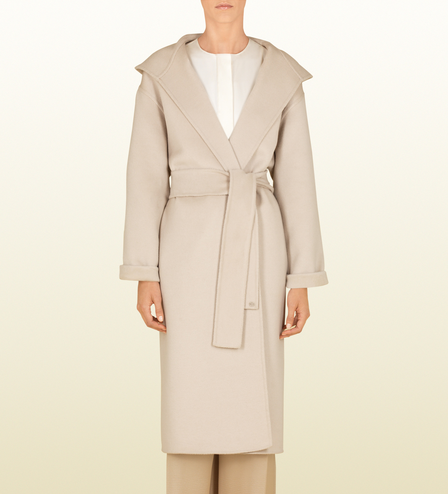 Gucci Ivory Soft Wool Hooded Deconstructed Coat in Natural | Lyst