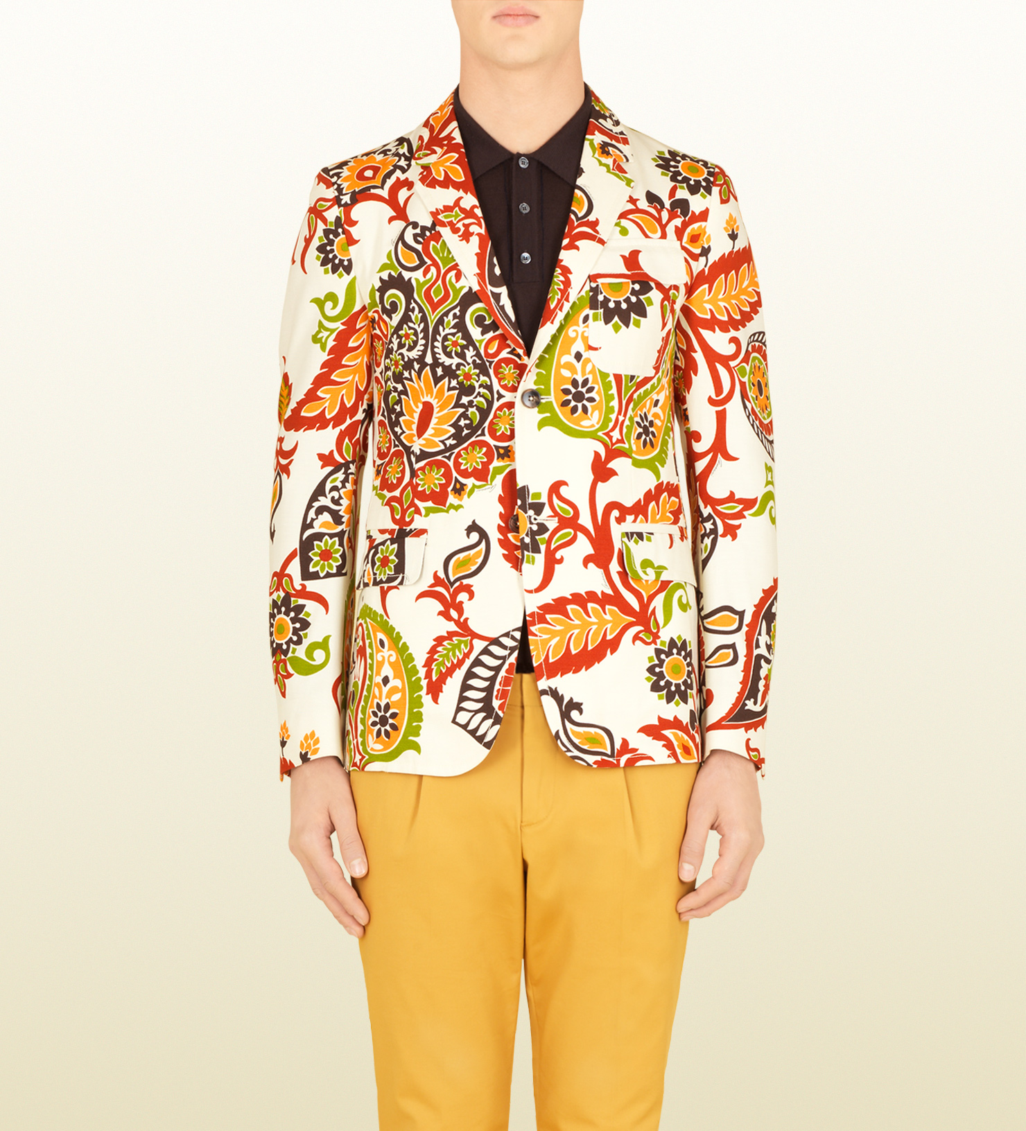 Lyst Gucci Paisley Print Cotton Canvas New Palma Jacket in Orange for Men