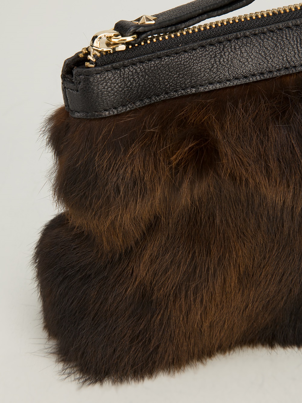 Rika Rabbit Fur Clutch Bag in Brown | Lyst