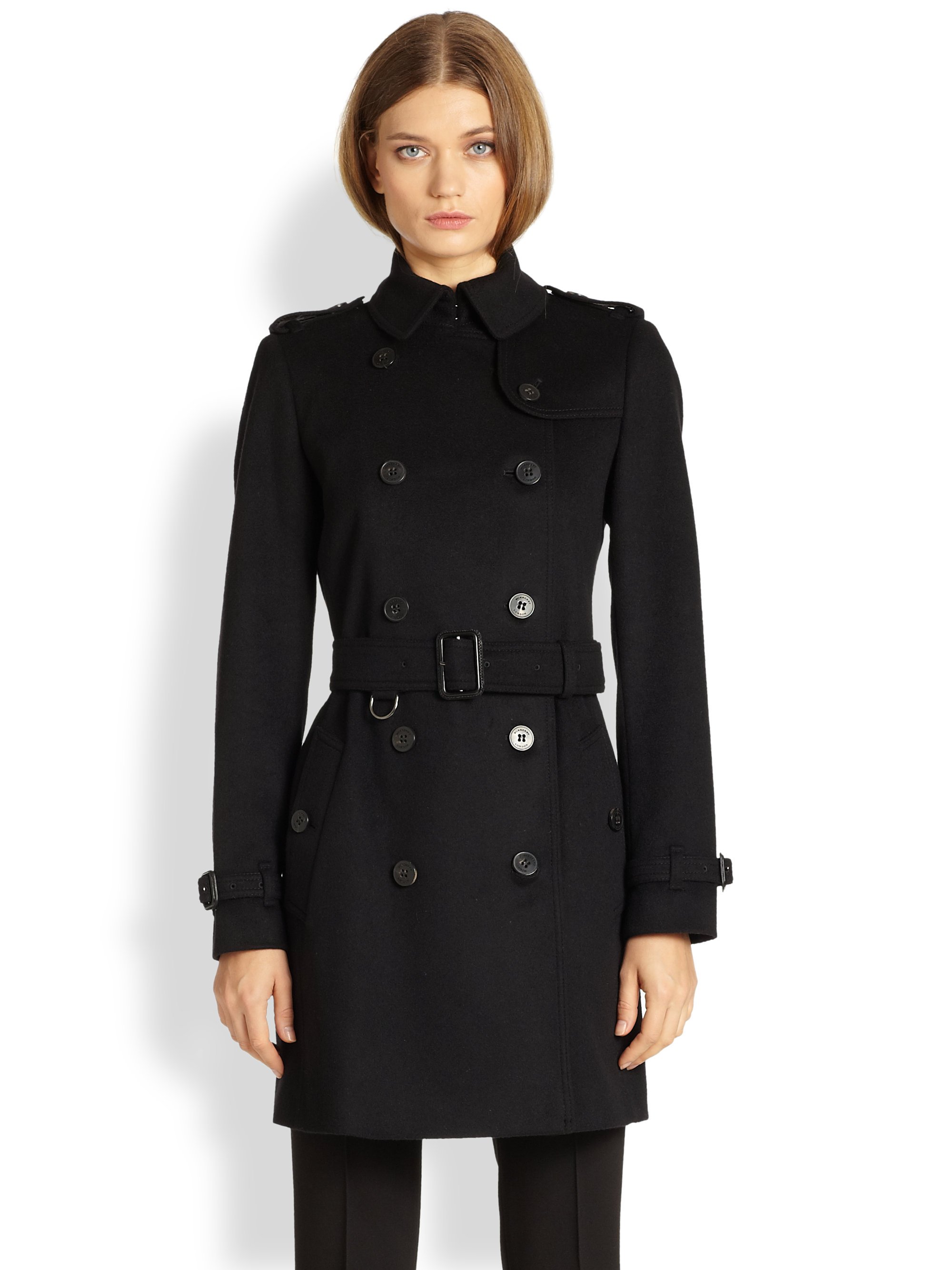 Lyst - Burberry Buckingham Wool Trench Coat in Black