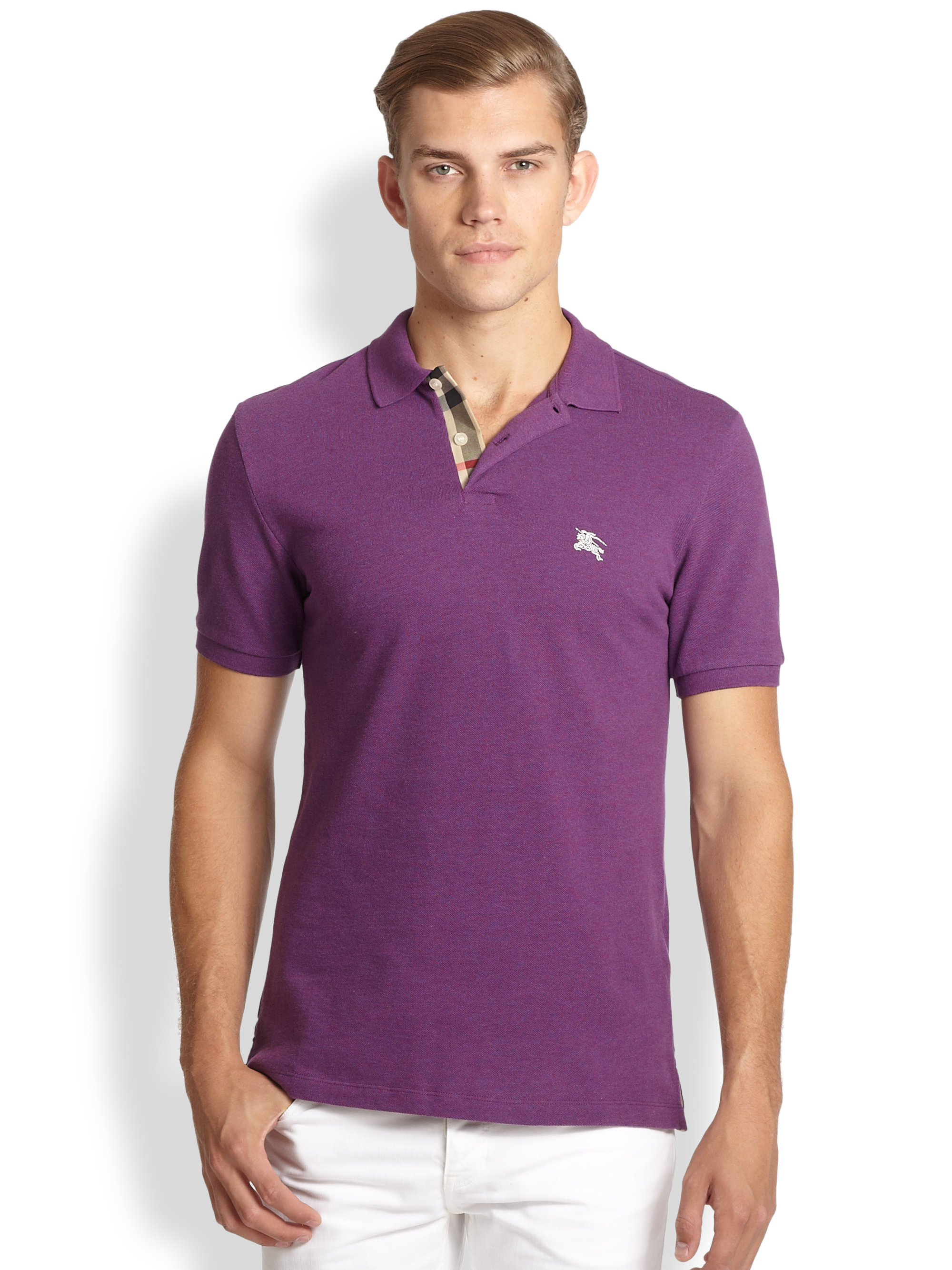 Lyst - Burberry brit Classic Pique Polo in Purple for Men