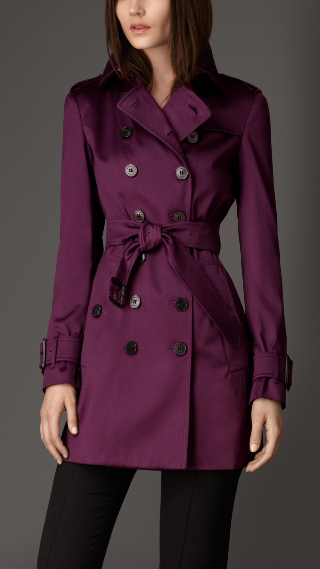 Lyst - Burberry Midlength Cotton Sateen Trench Coat in Purple