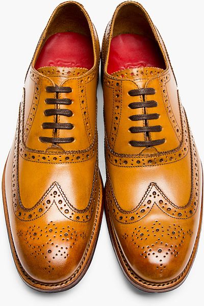 Grenson Tan Leather Dylan Wingtip Brogues in Brown for Men (tan) | Lyst