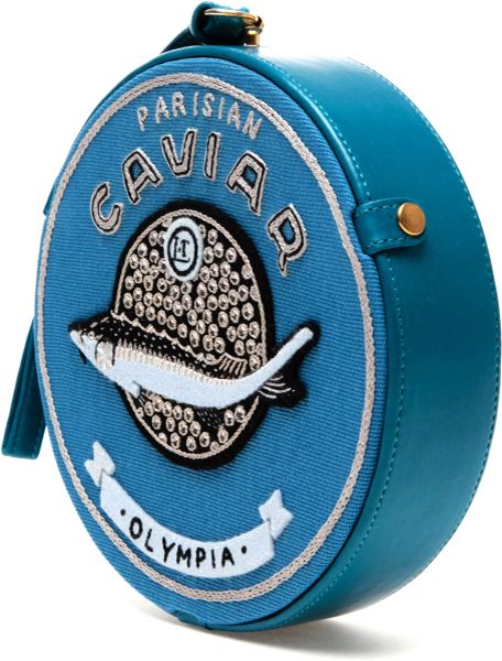 Olympia Le-tan Parisian Caviar Circular Clutch in Blue | Lyst
