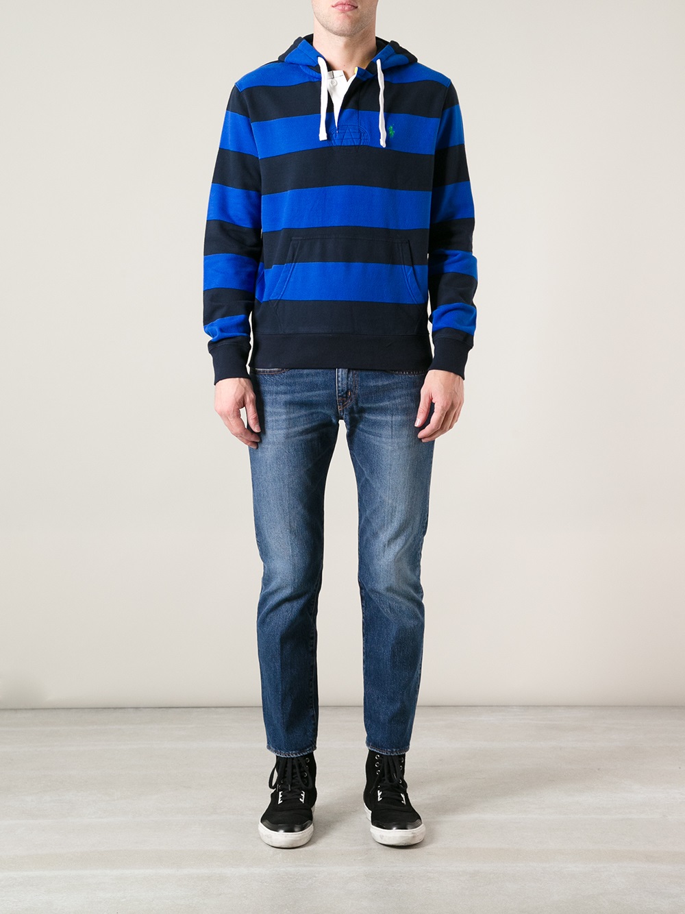 ralph lauren striped fleece hoodie
