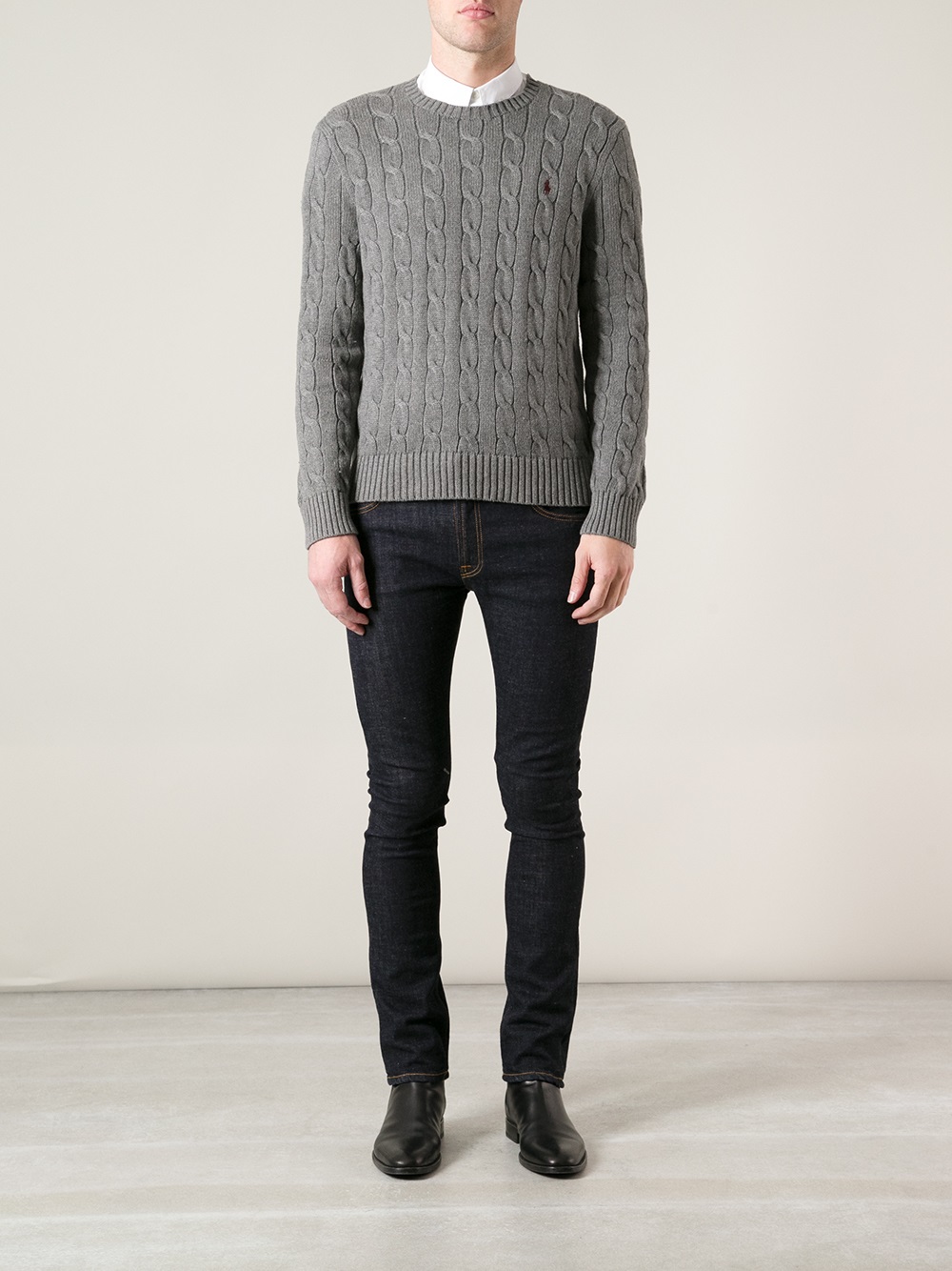 Lyst - Polo Ralph Lauren Cable Knit Sweater in Gray for Men