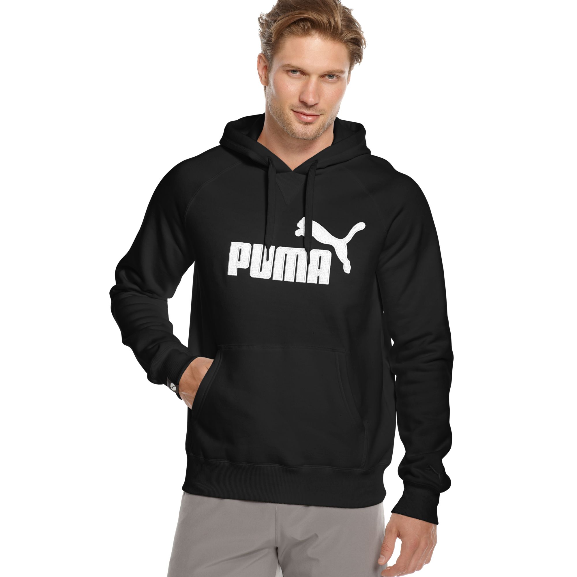 Lyst - Puma Logo Pullover Hoodie in White for Men