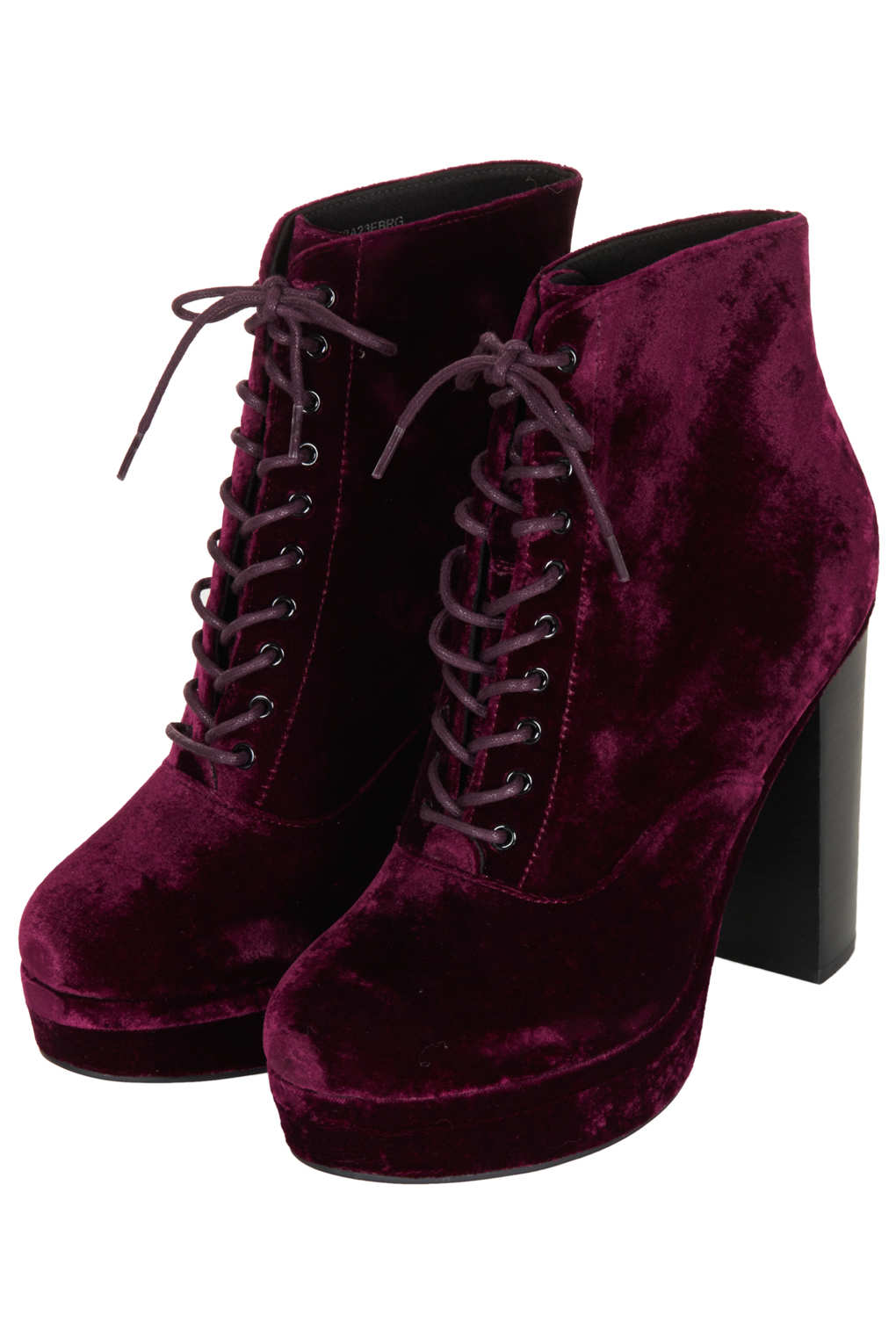 Lyst - Topshop Alpy Velvet Lace Up Boots in Purple