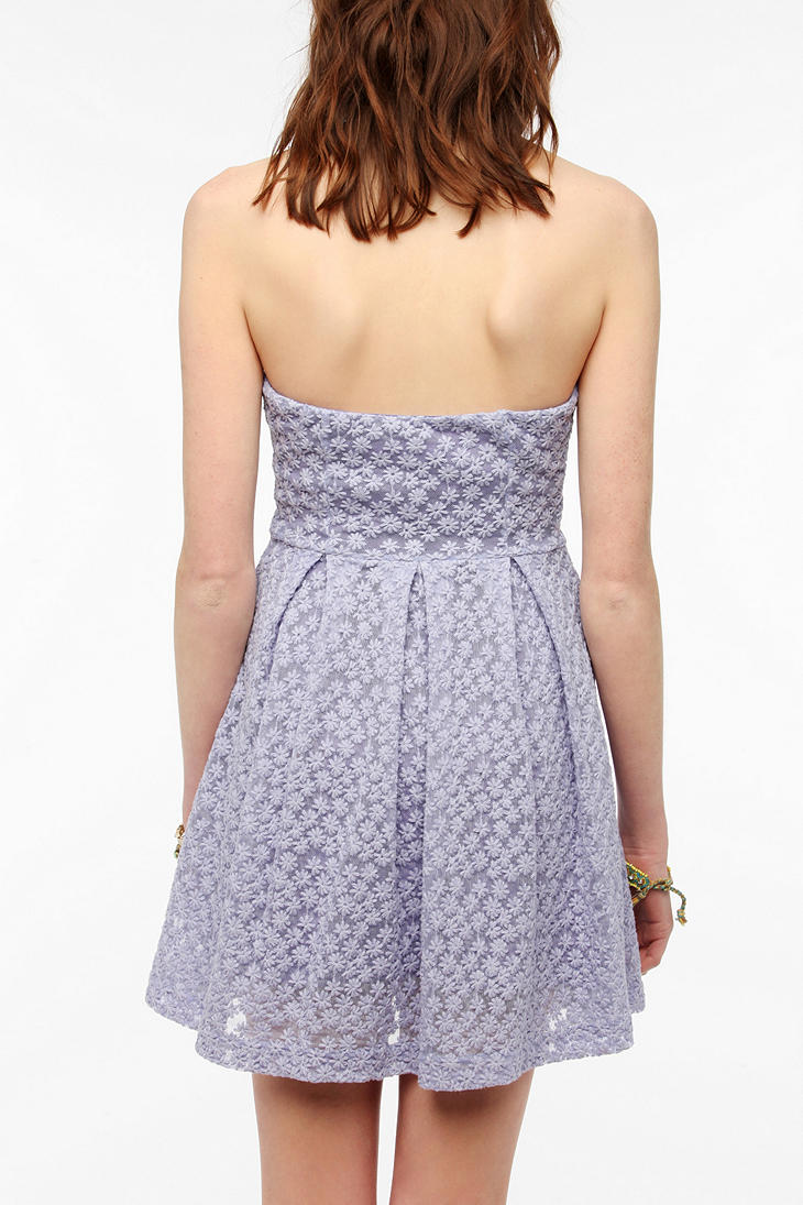 Lyst Urban Outfitters Cooperative Floral Mesh Strapless Skater Dress in Purple