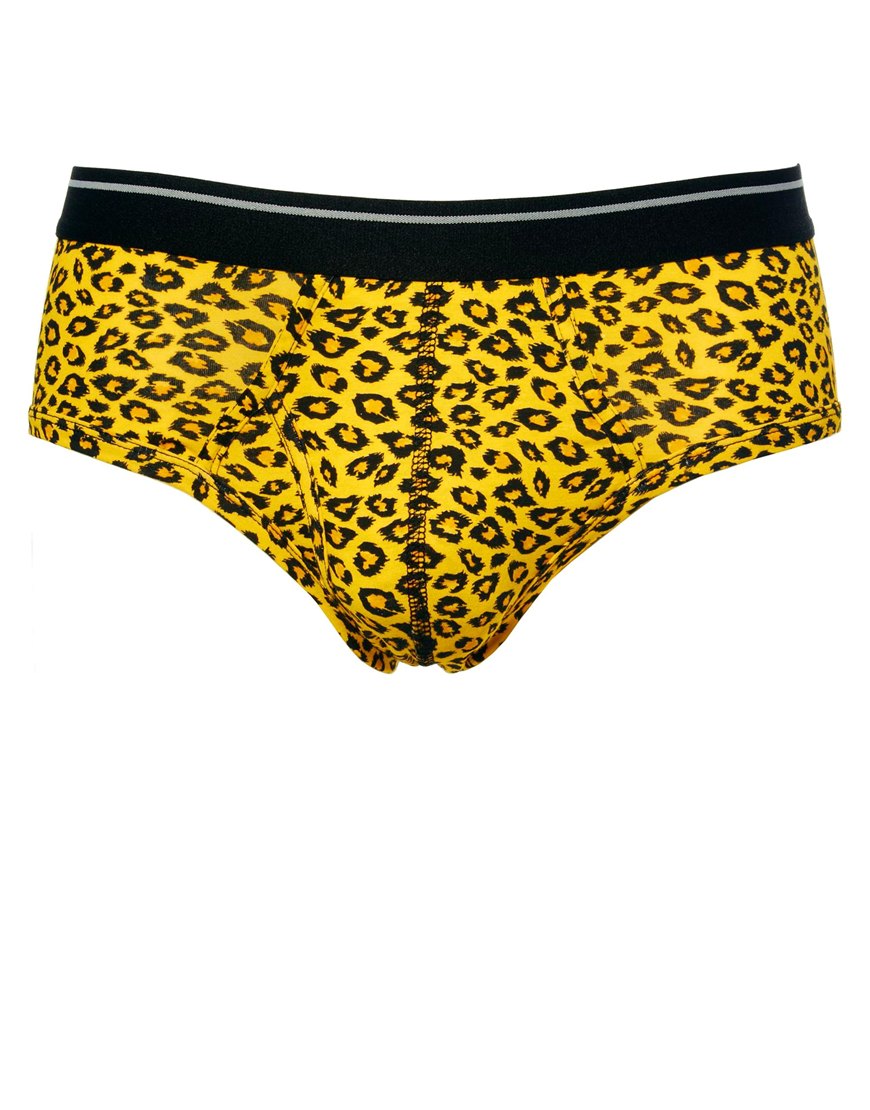 Lyst - Asos Briefs with Leopard Print in Yellow for Men