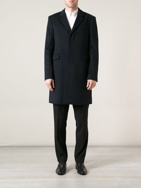 Burberry Classic Overcoat in Blue for Men | Lyst