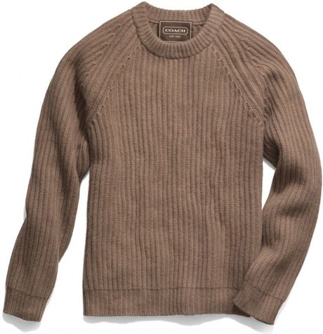 Coach Solid Crewneck Sweater in Beige for Men (CAMEL) | Lyst