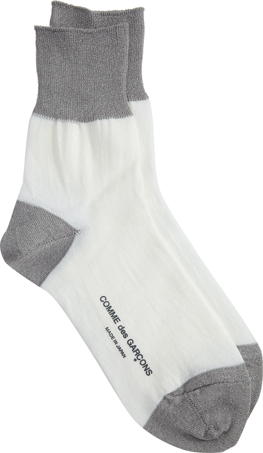 Comme Des Garçons Ivory Socks with Silver Metallic Accents in White ...