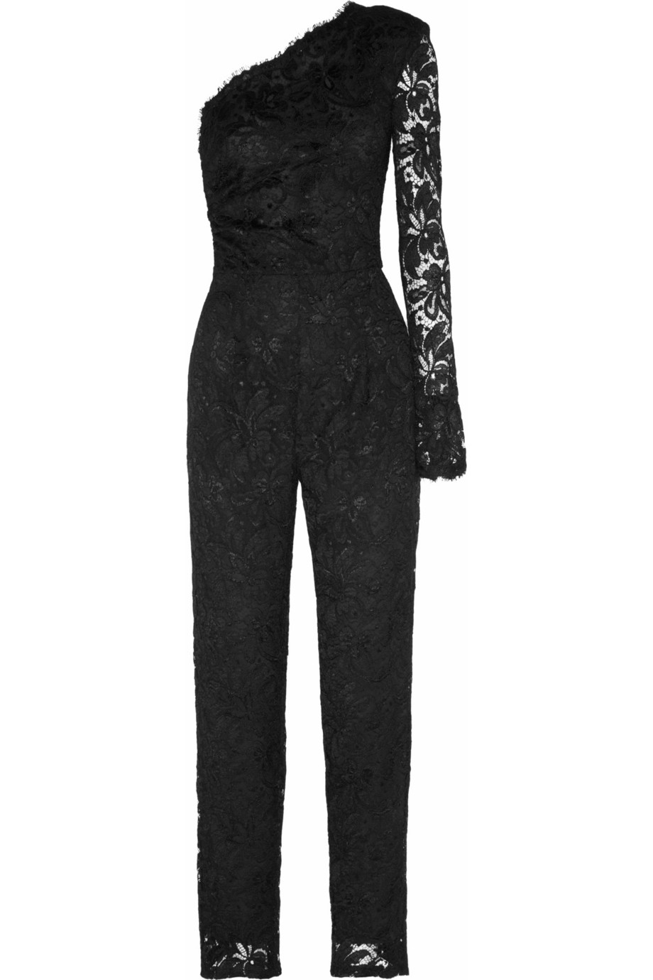 Lyst - Emilio Pucci Oneshoulder Lace Jumpsuit in Black
