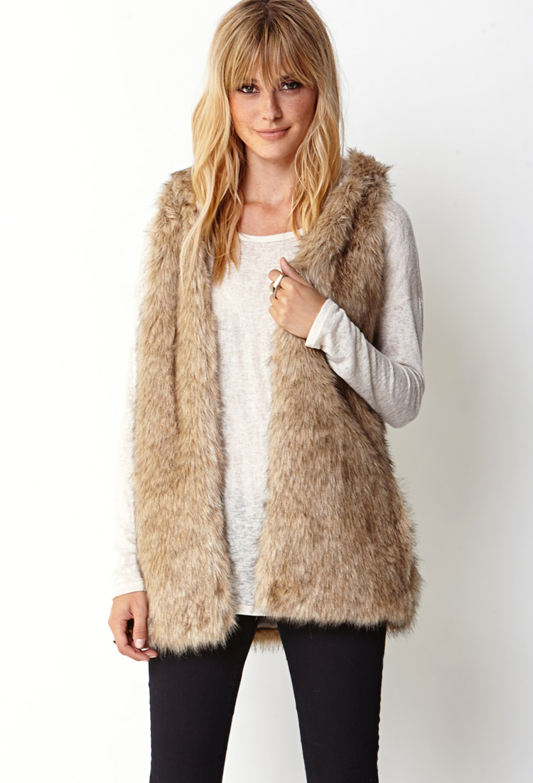 Lyst - Forever 21 Favorite Faux Fur Vest in Brown