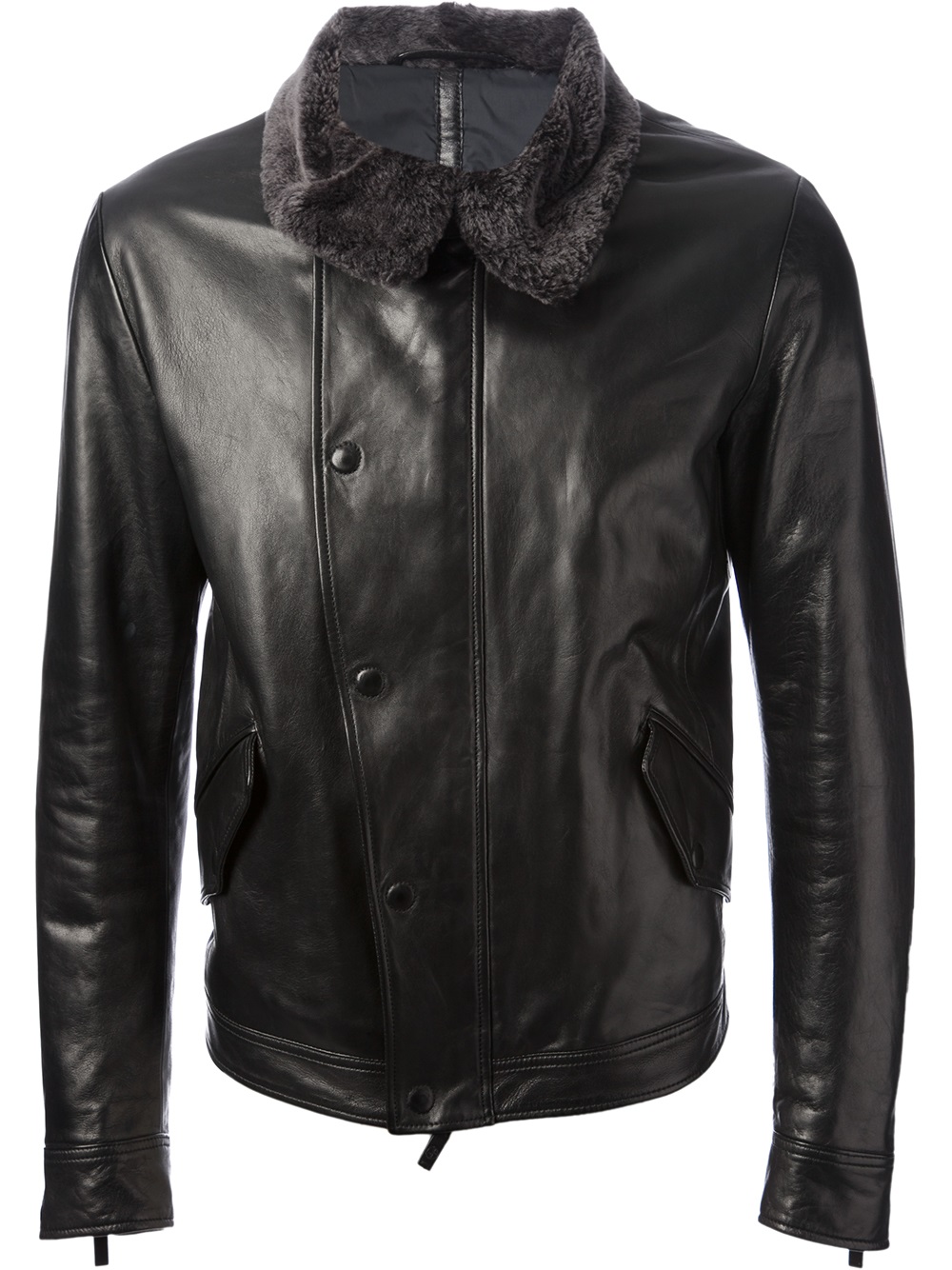 Lyst - Giorgio Armani Leather Jacket in Black for Men