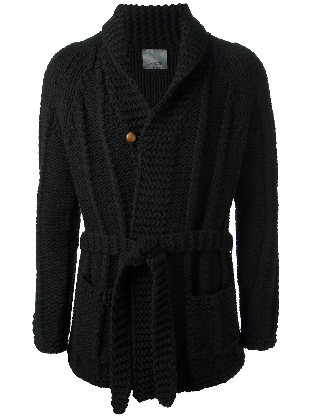 Lyst Laneus Knitted Belted Cardigan in Black for Men