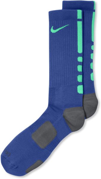 NIKE HYPER-ELITE CREW SOCKS LARGE 8-12 GREEN GLOW BLUE LG KOBE NWT ...