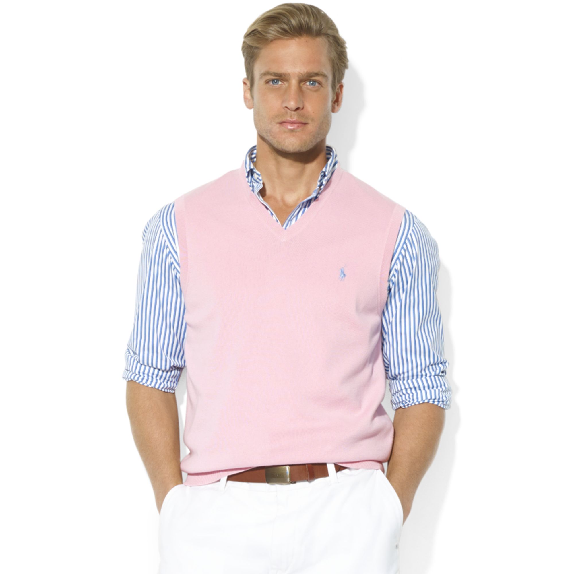 Ralph Lauren Cotton Vest in Pink for Men (Carmel Pink) | Lyst