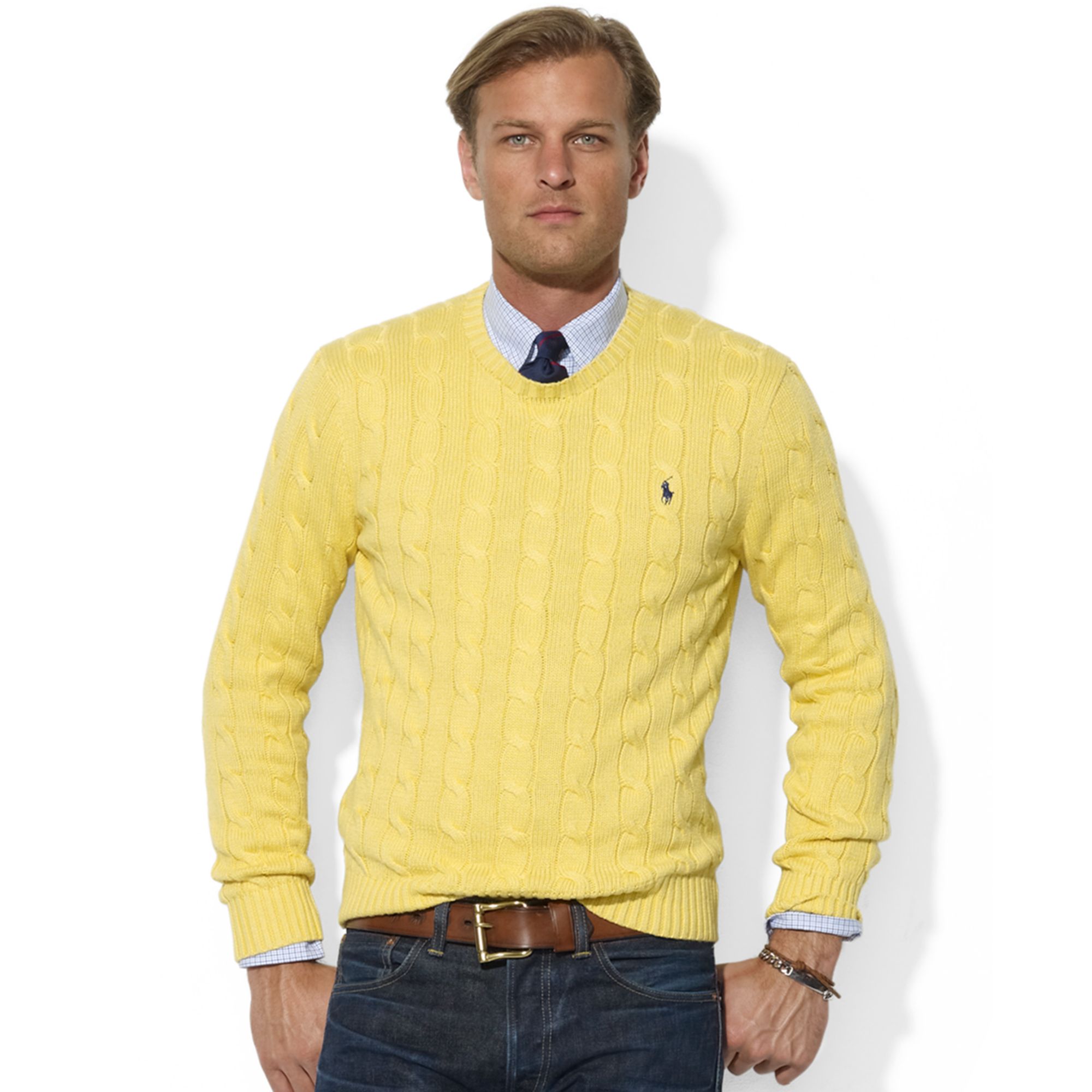 Mens mustard yellow cardigan sweater