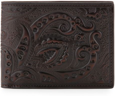 Robert Graham Tooled Paisley Leather Wallet in Brown for Men - Lyst