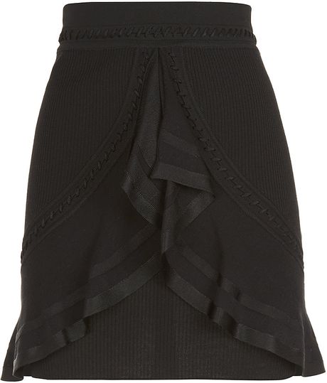 Roberto Cavalli Rib Knit Skirt in Black | Lyst