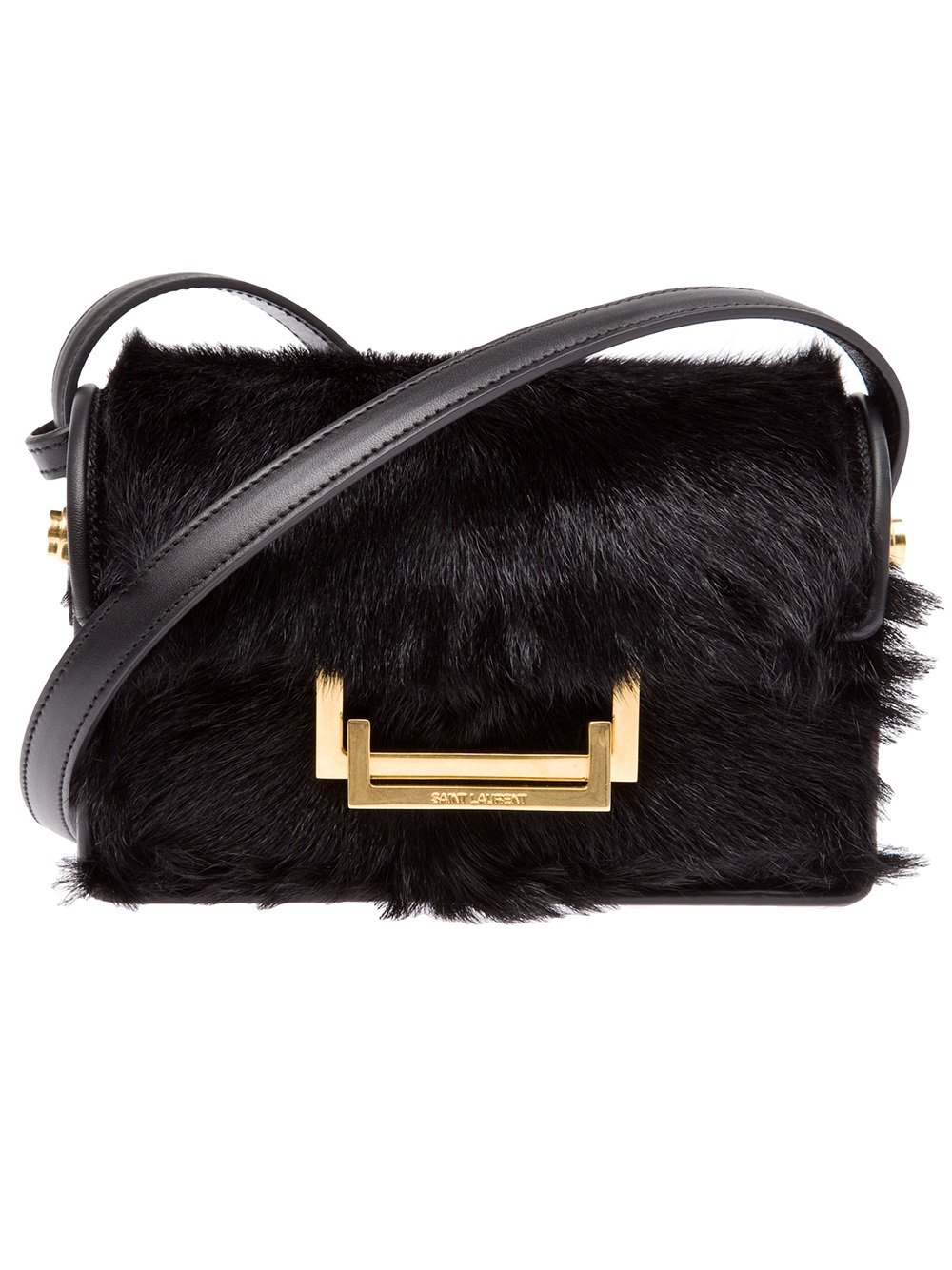 Saint Laurent Alpaca Lulu Shoulder Bag in Black | Lyst