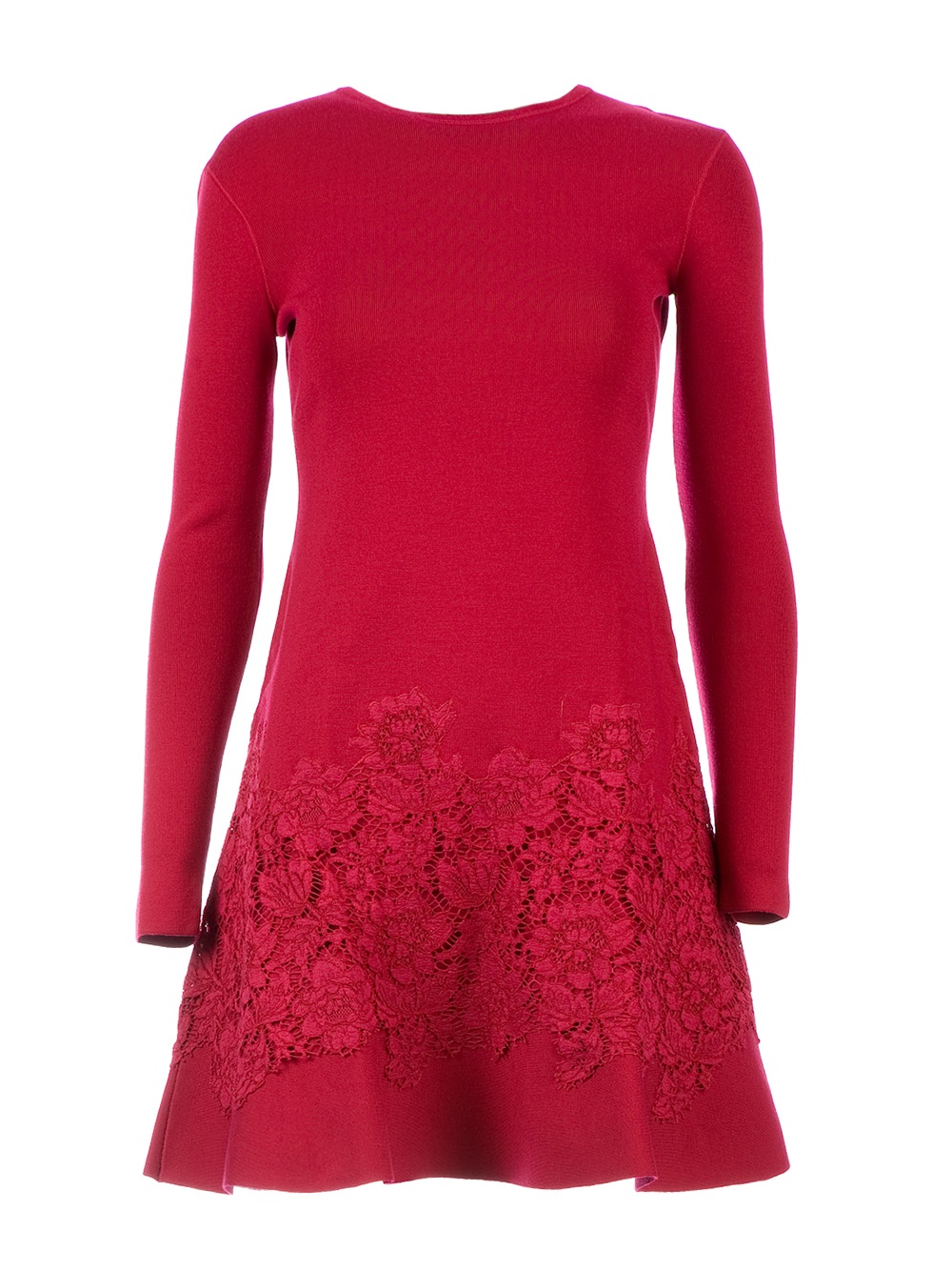 Valentino Lace Detail Sweater Dress in Red | Lyst